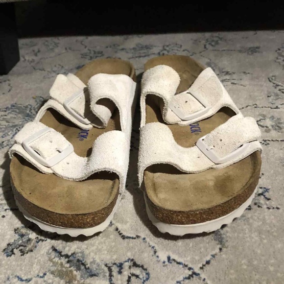 Birkenstock Arizona Soft Slide Sandal Antique White Suede main image 2